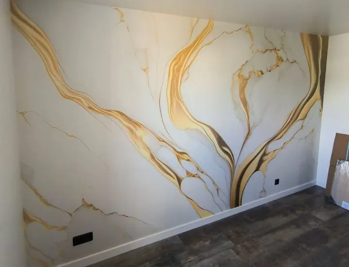 Mur style haut de gamme OR et marbre - La casa de deco